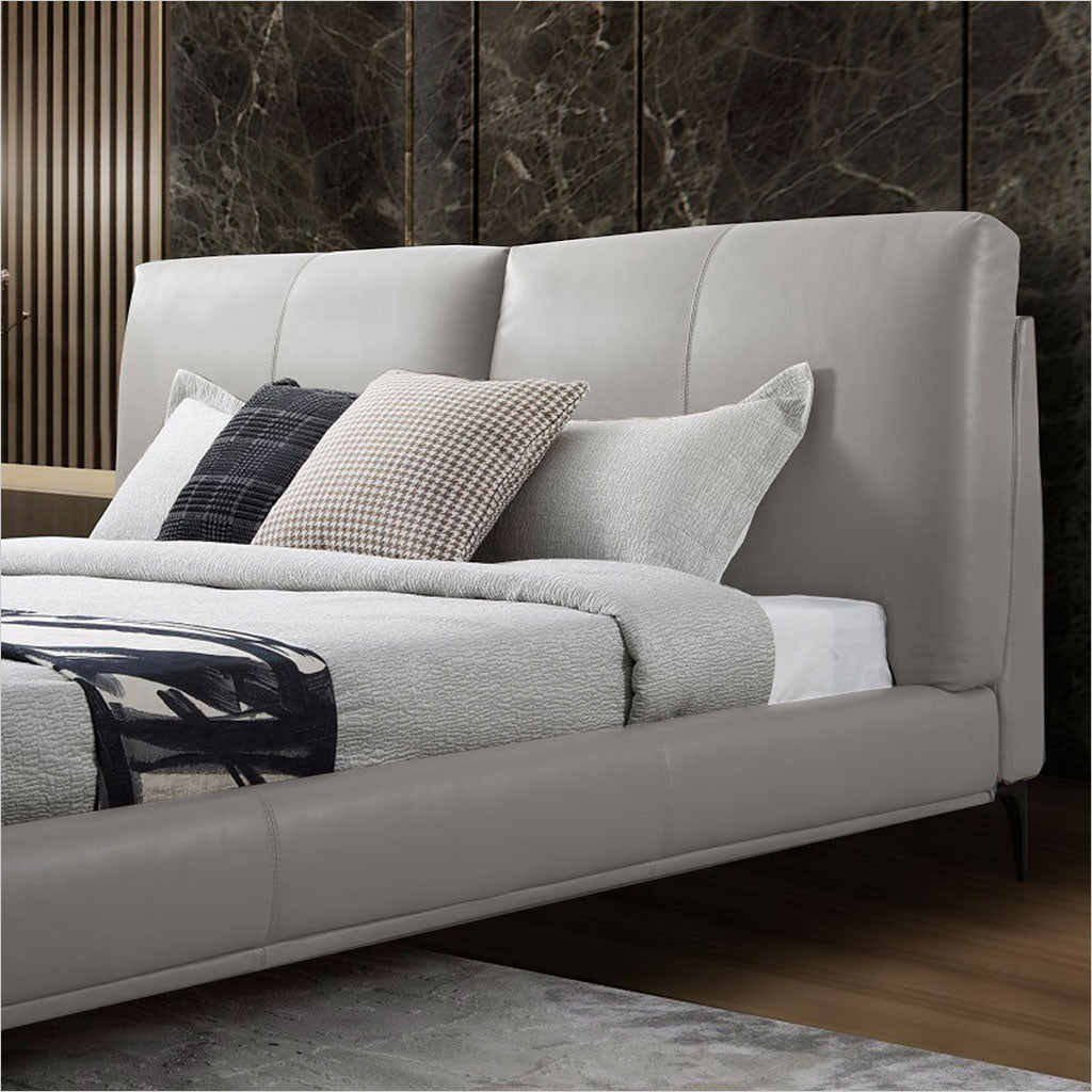 leather clad platform bed