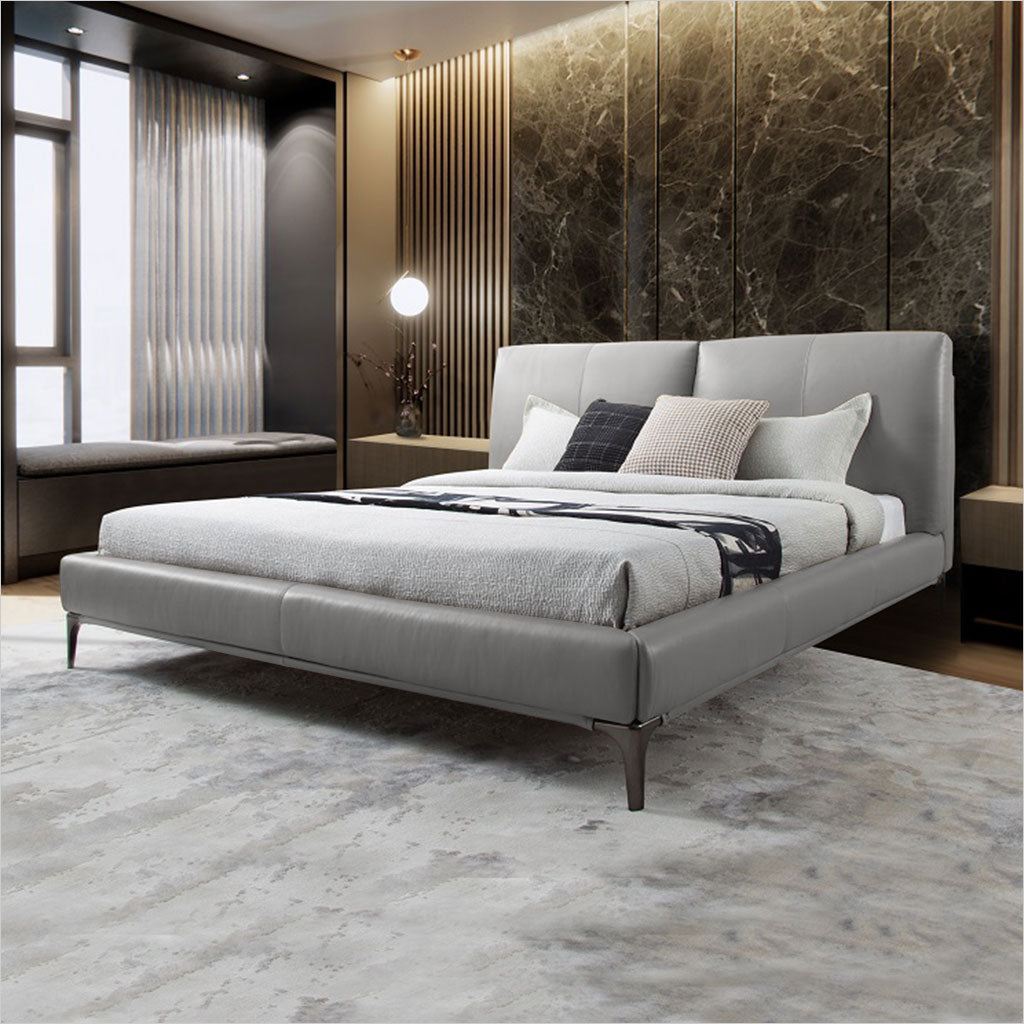 leather clad platform bed