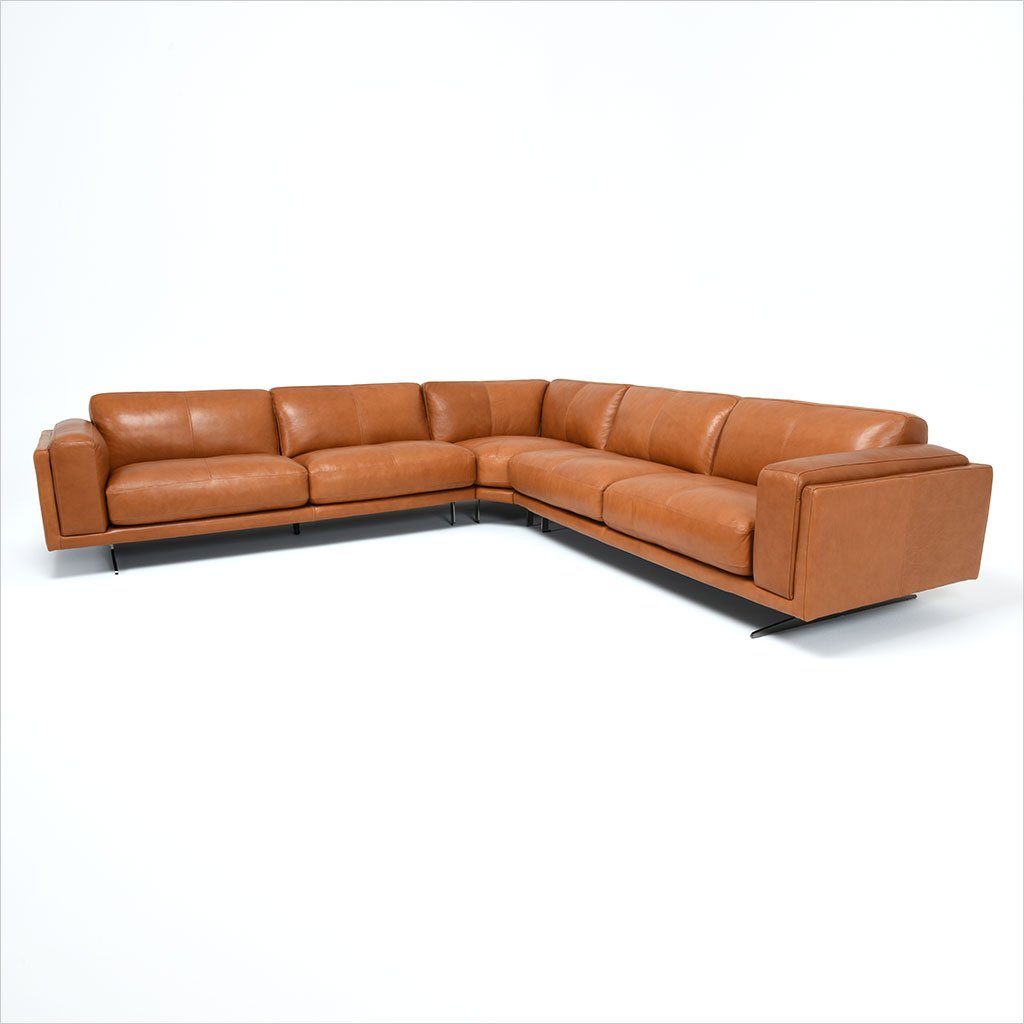 leather sectional with metal legs