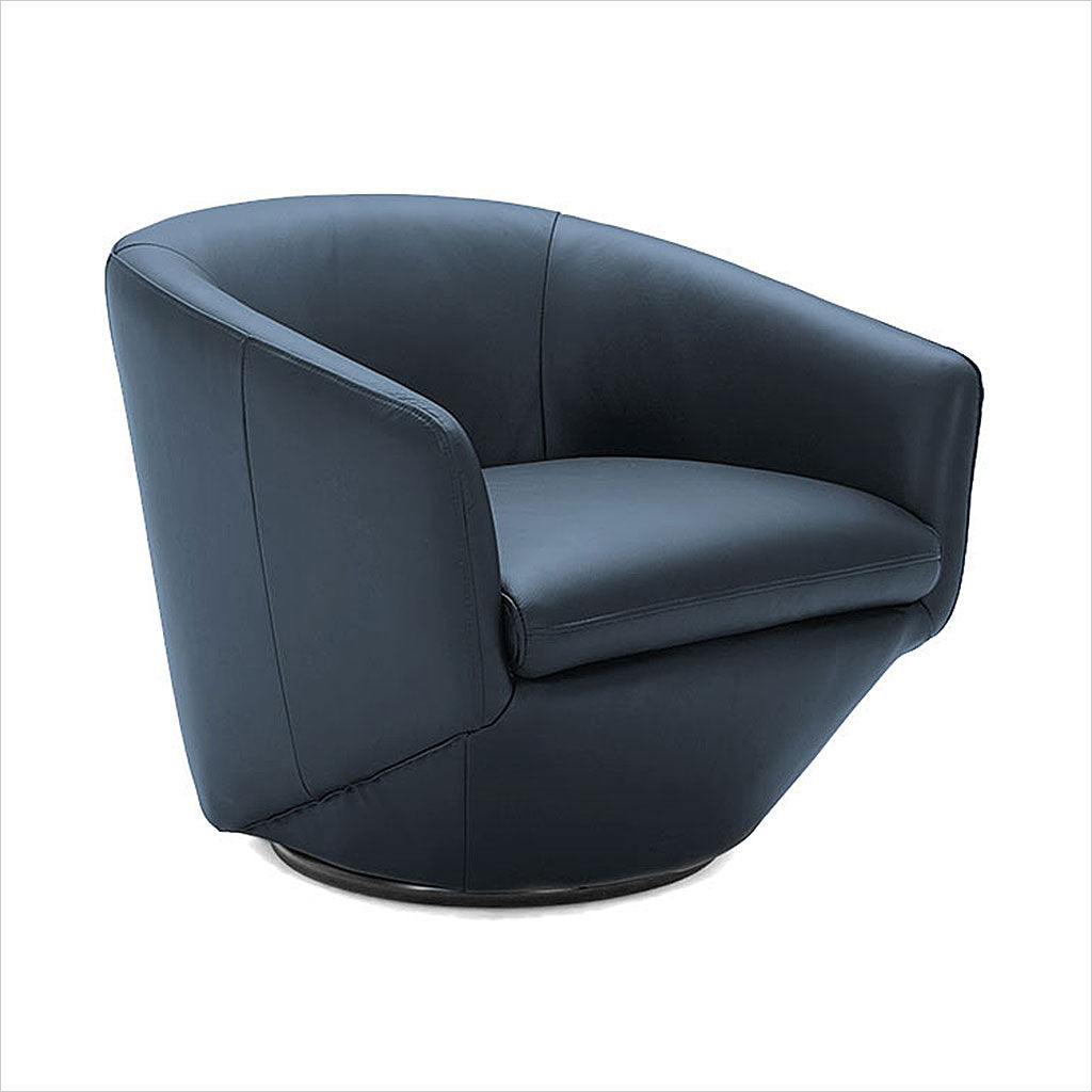 blue leather swivel chair