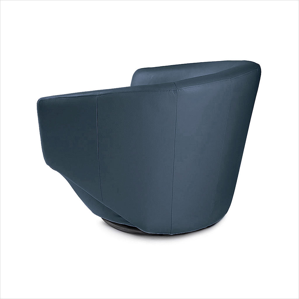 blue leather swivel chair