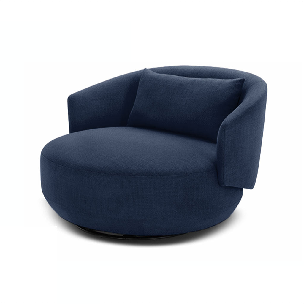 large round swivel chair in fabric