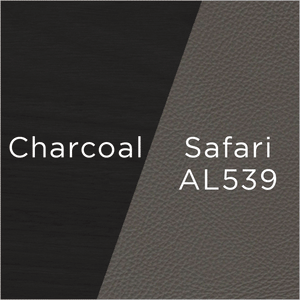 charcoal stained wood and safari leather swatch