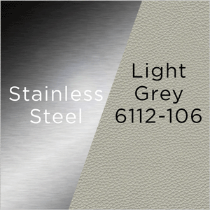 stainlelss steel and light grey leather swatch
