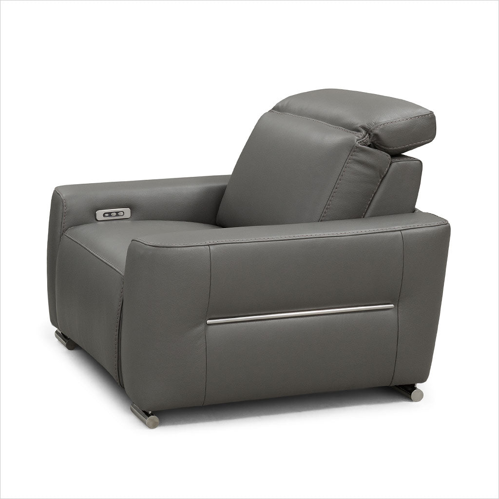 grey leather recliner chair