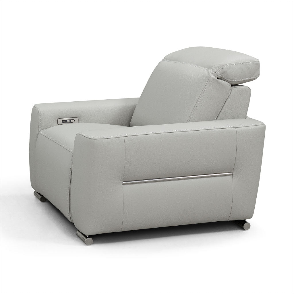 grey leather recliner chair