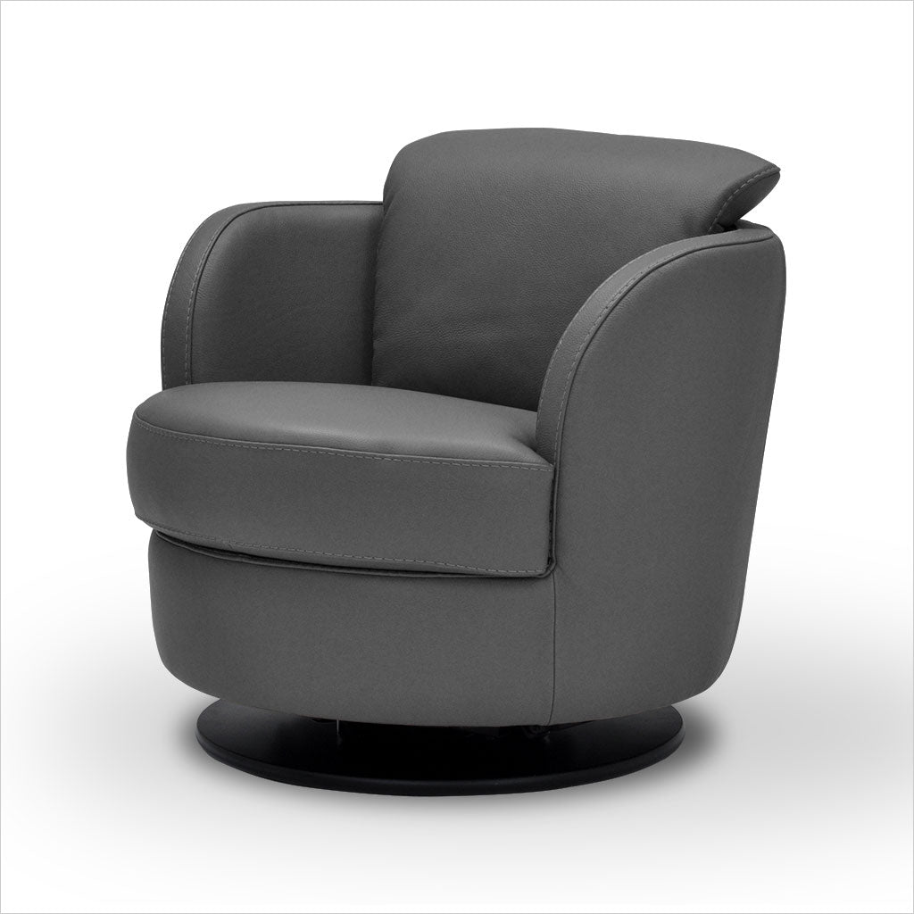 swivel armchair in leather