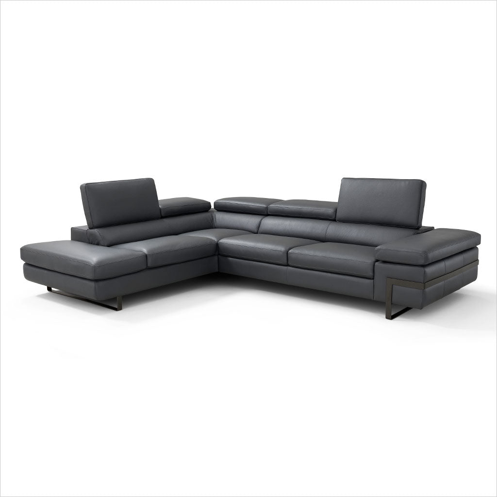 leather sectional with adjustable headrests and arm rest