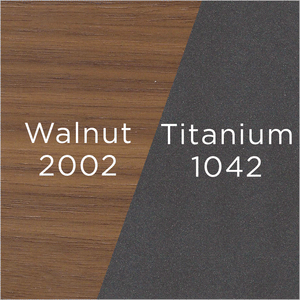 titanium finish and walnut wood swatch