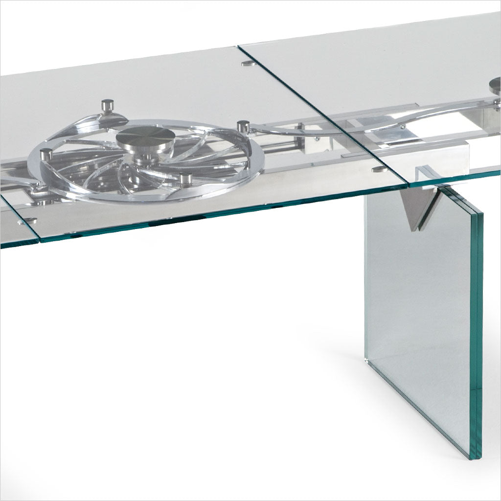 glass dining table with extension leaves