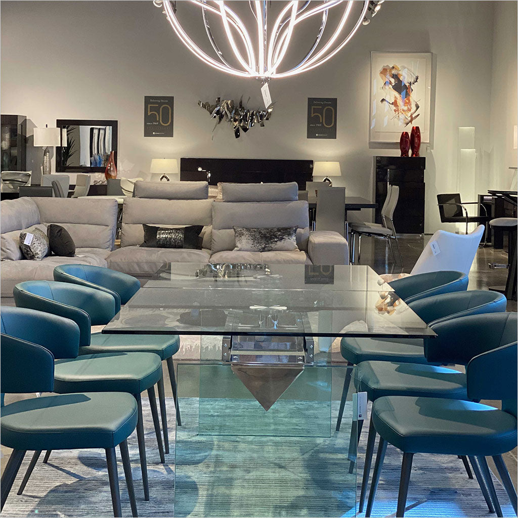 glass dining table with extension leaves