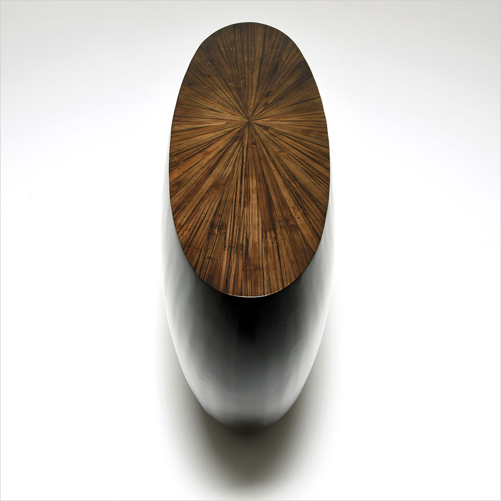 oval bamboo console table