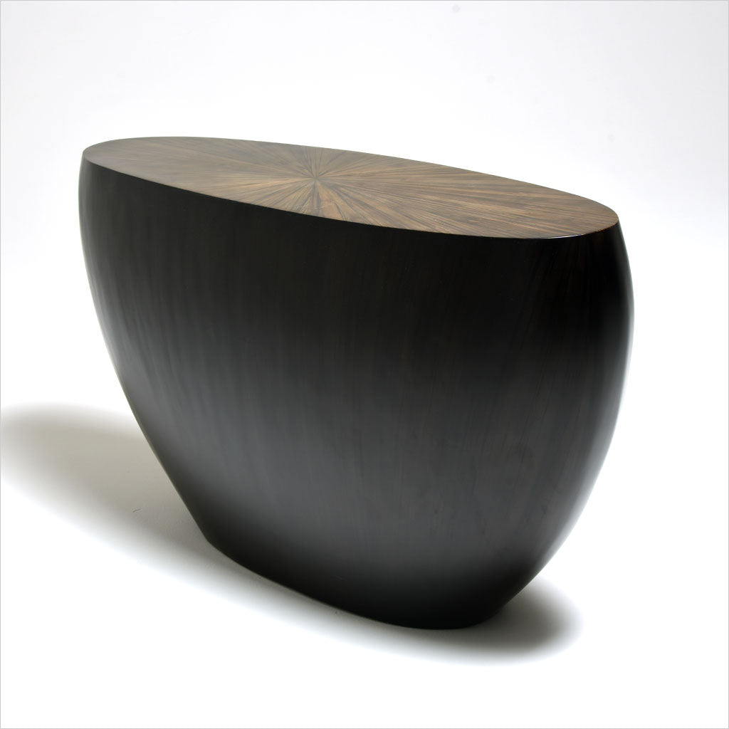 oval bamboo console table