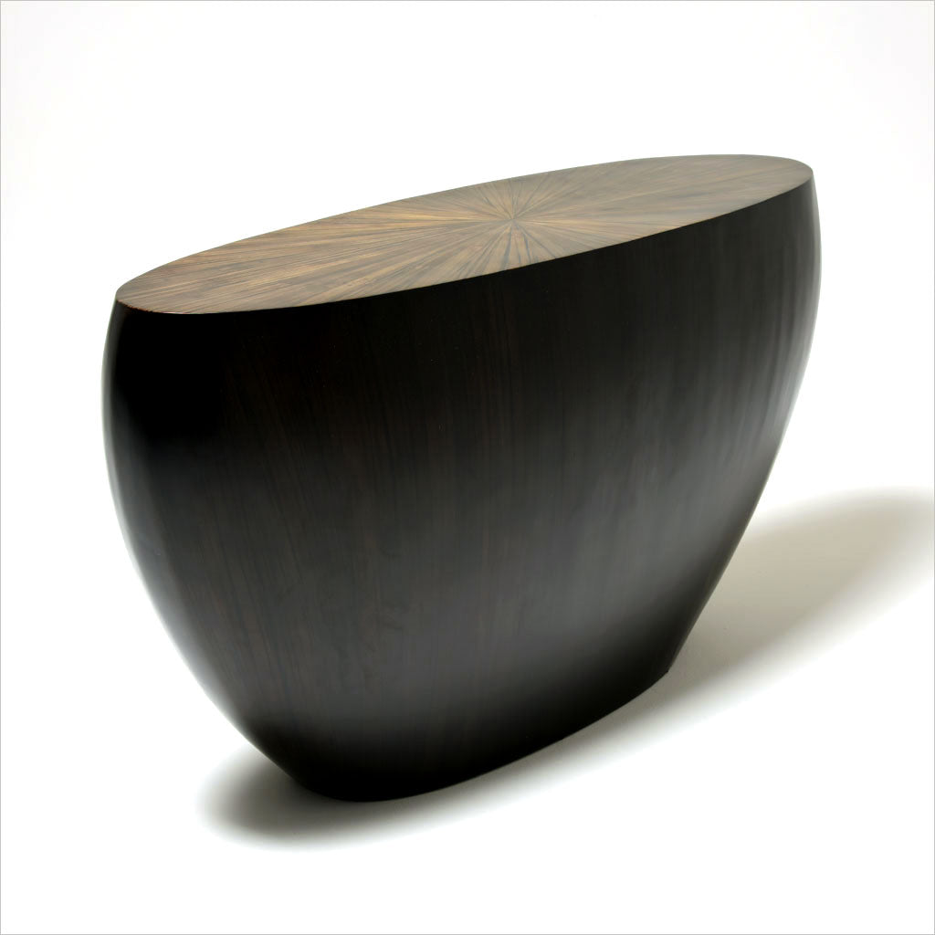 oval bamboo console table