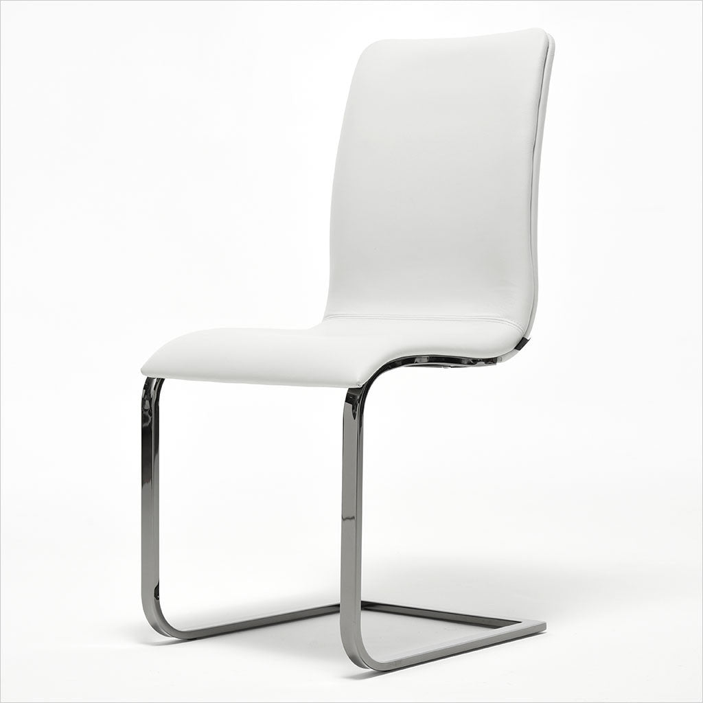 leather dining chair with cantilever base