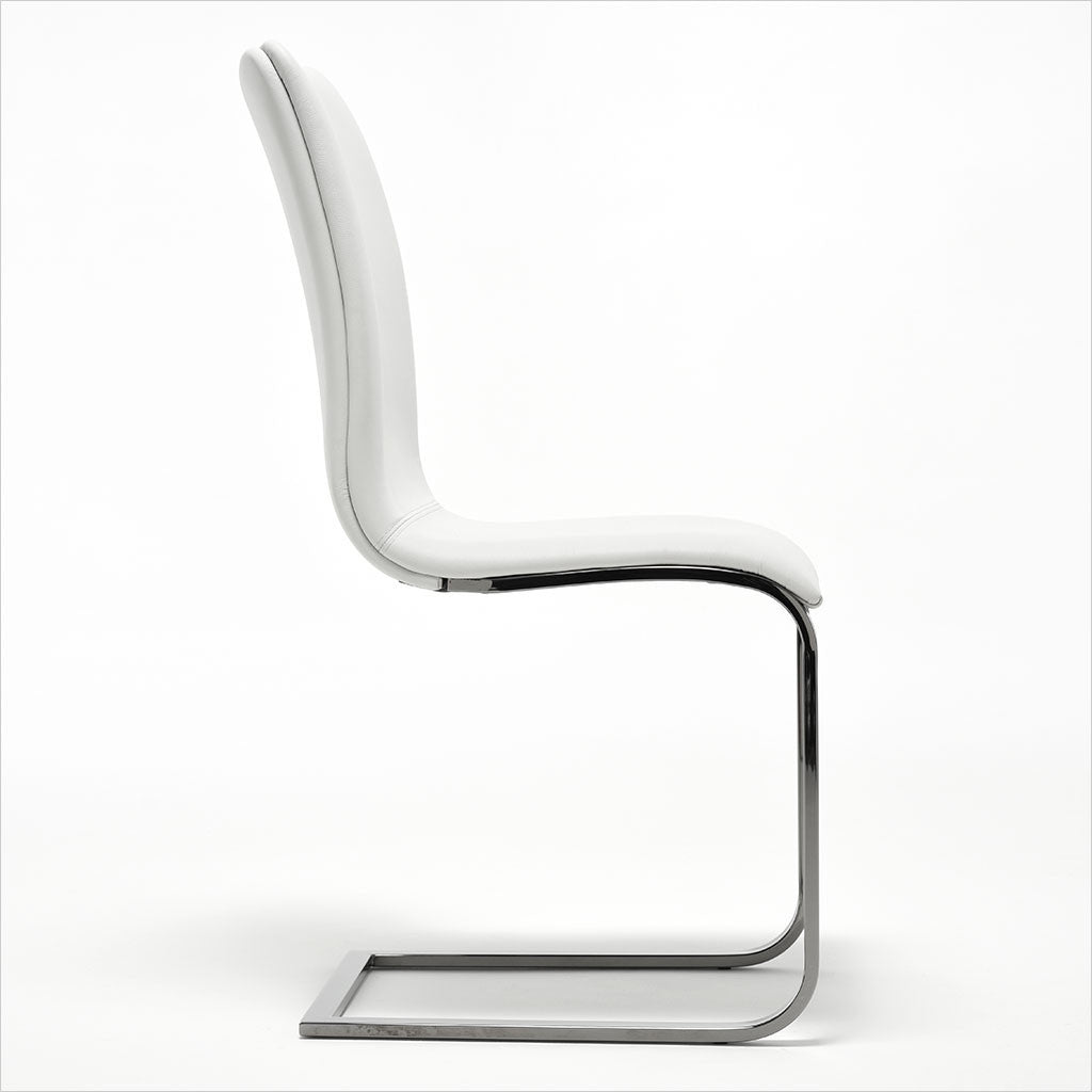 leather dining chair with cantilever base