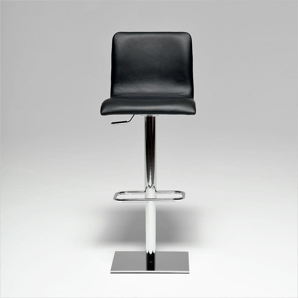 adjustable barstool with pedestal base and leather seating