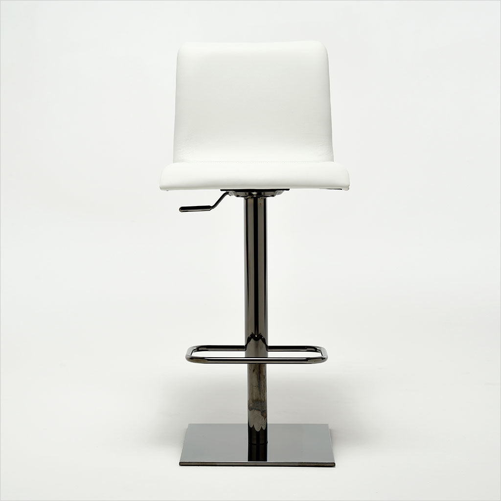adjustable barstool with pedestal base and leather seating