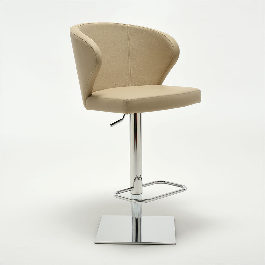 leather barstool with arms and metal pedestal base