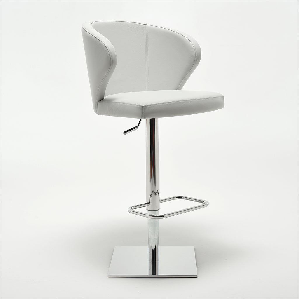 leather barstool with arms and metal pedestal base