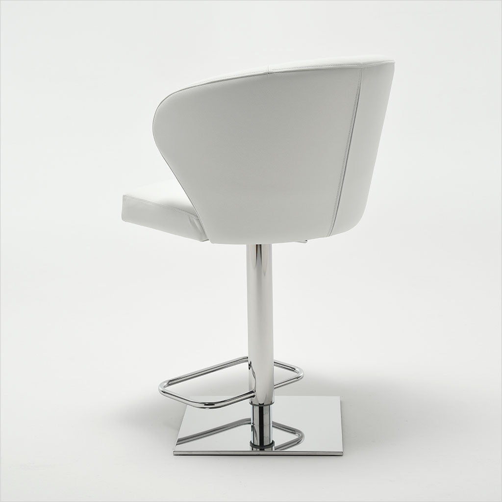 leather barstool with arms and metal pedestal base