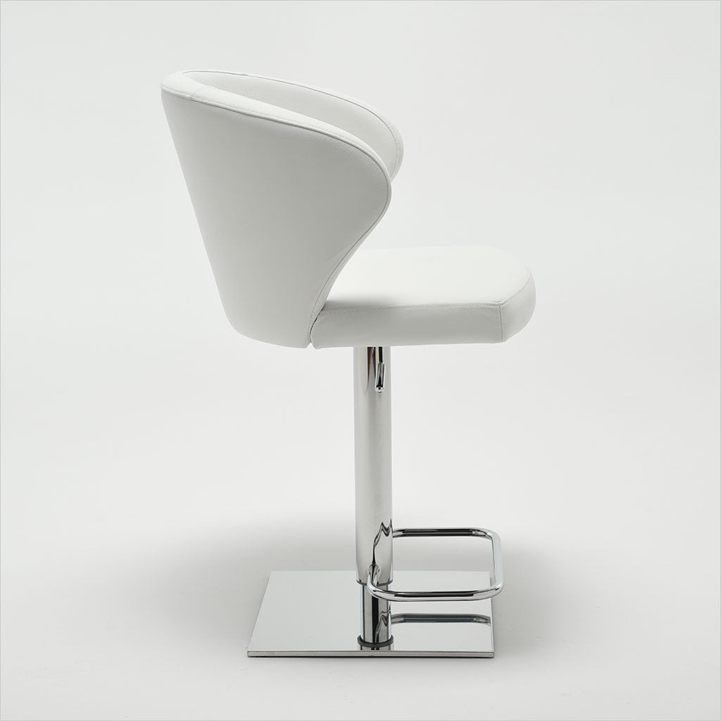 leather barstool with arms and metal pedestal base