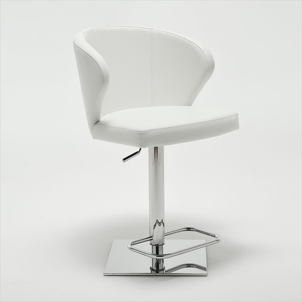 leather barstool with arms and metal pedestal base