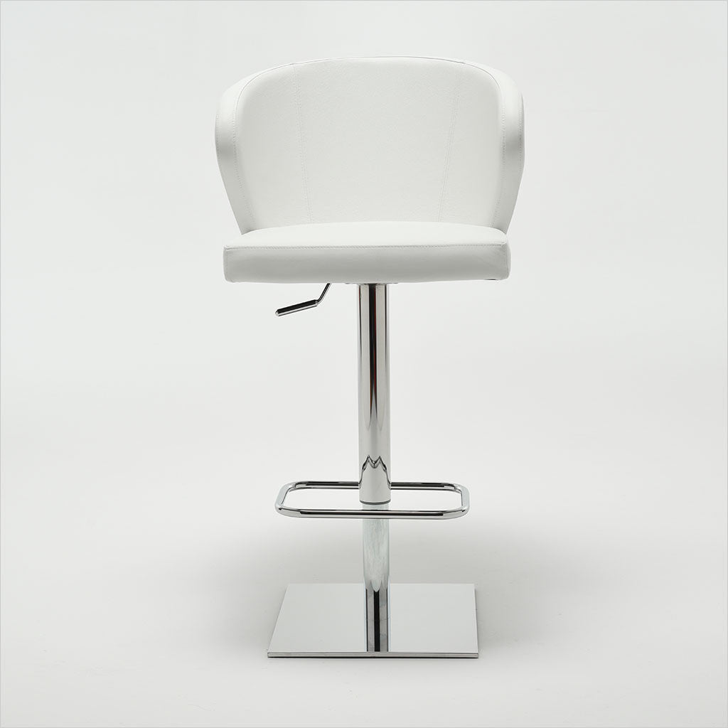 leather barstool with arms and metal pedestal base