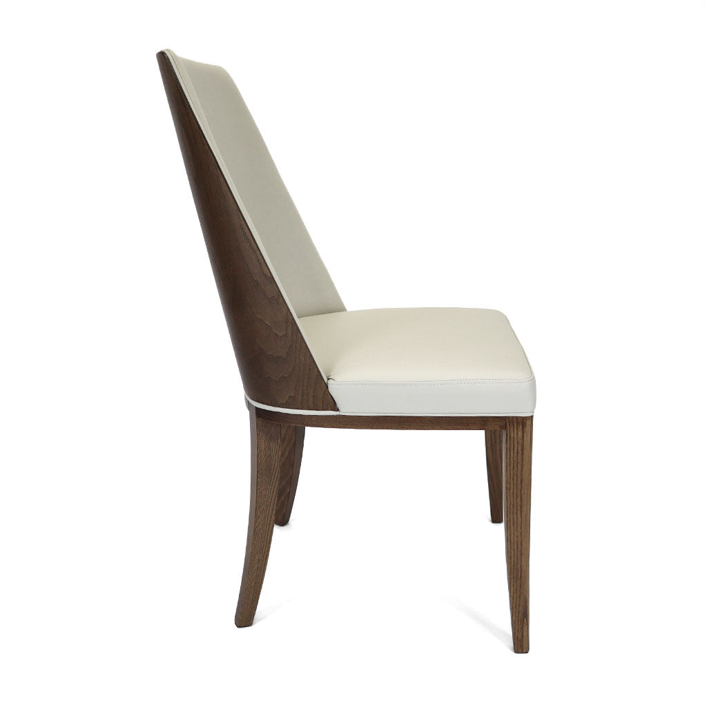 leather dining chair with wood frame