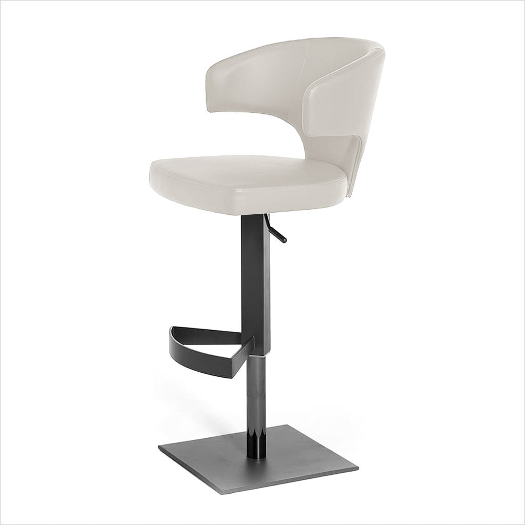 adjustable barstool with pedestal base and leather seating