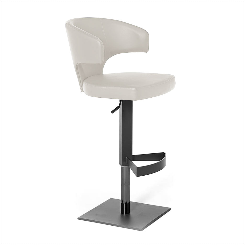 adjustable barstool with pedestal base and leather seating