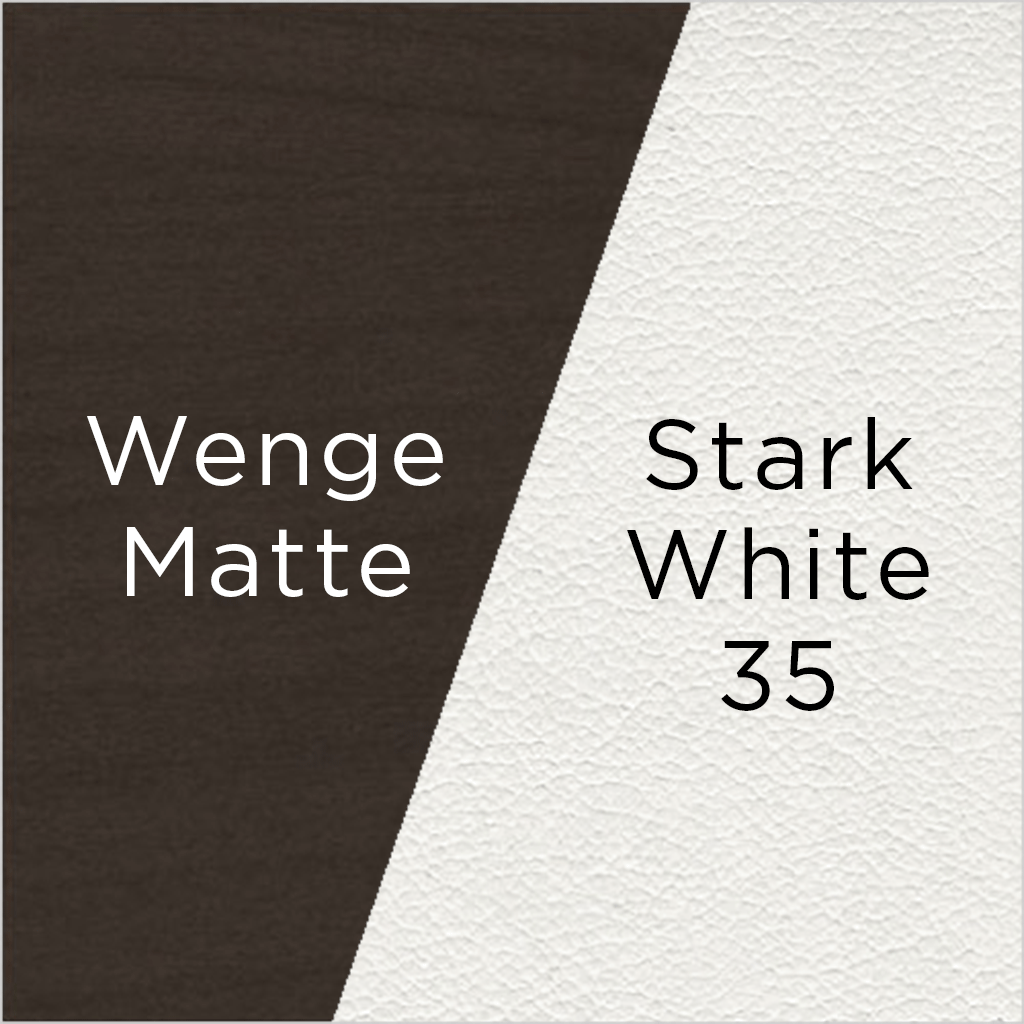 wenge matte wood and stark white eco-leather swatch