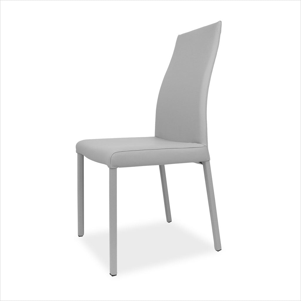 grey leather dining chair