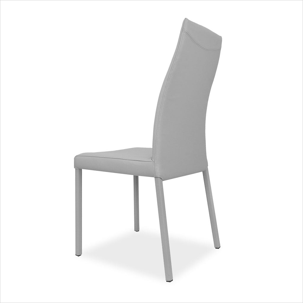 grey leather dining chair