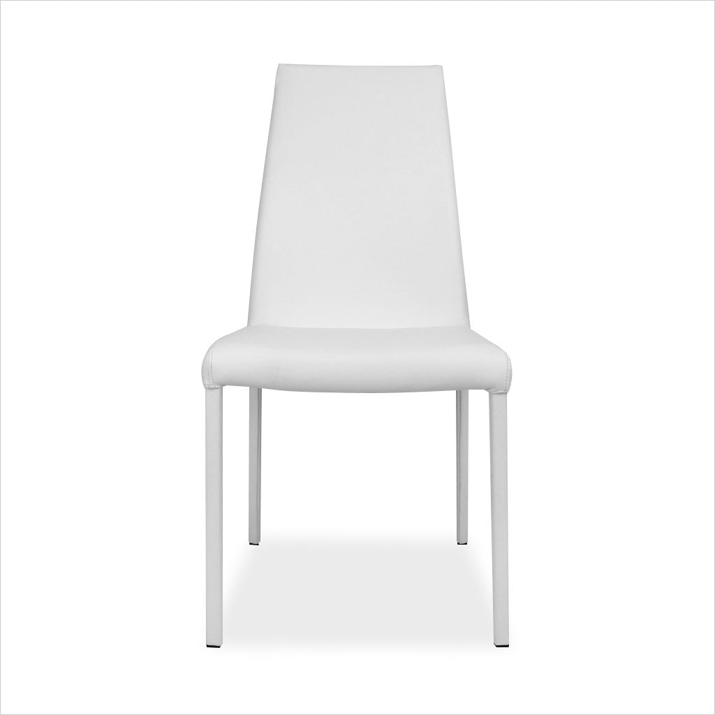 white leather dining chair