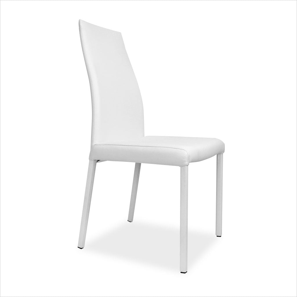 white leather dining chair