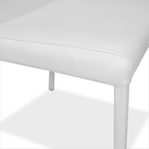 white leather dining chair