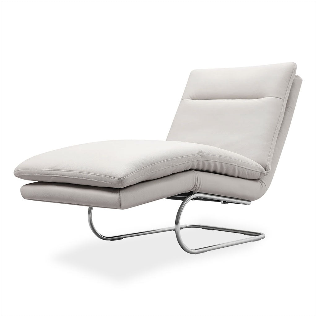 white leather lounge chair with cantilever base
