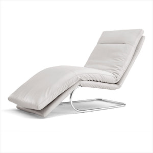 white leather lounge chair with cantilever base