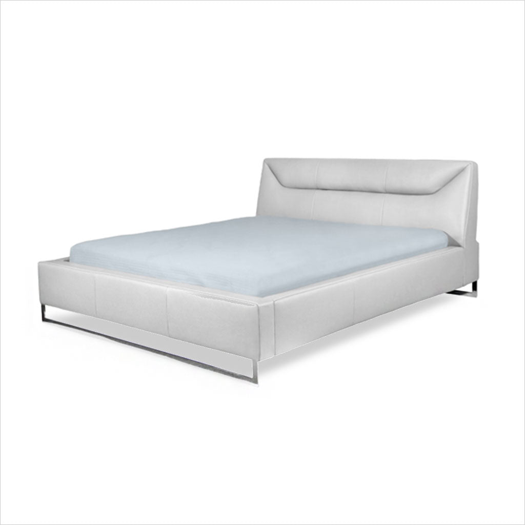leather platform bed with metal legs