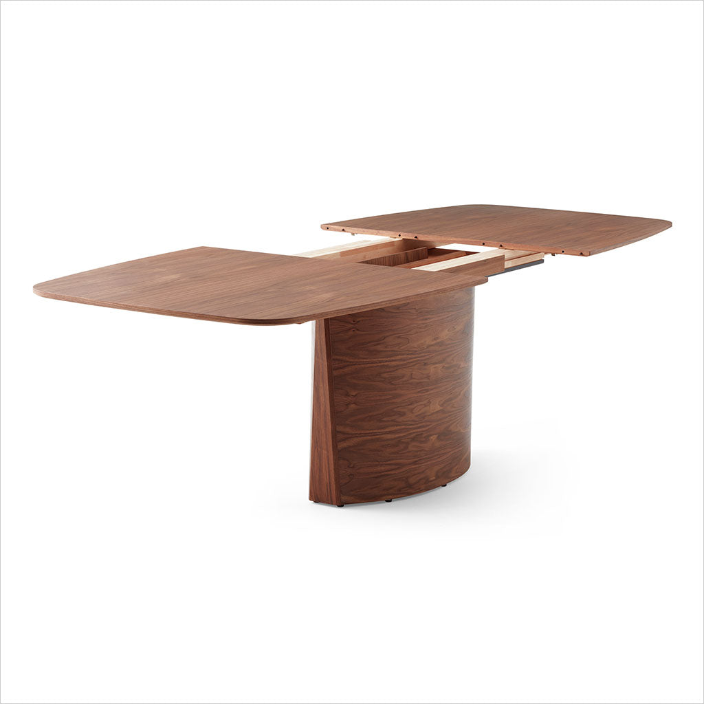 expandable dining table in walnut