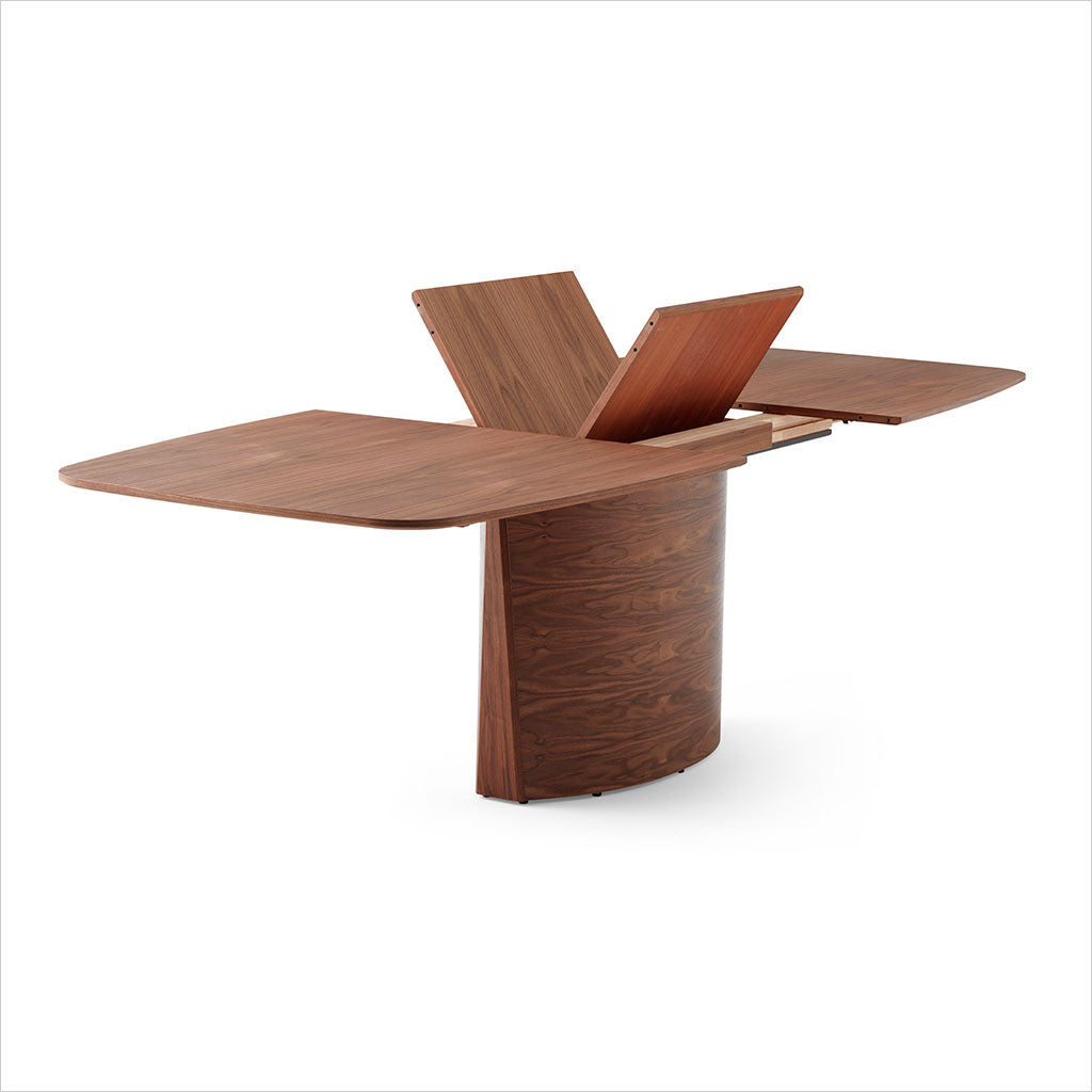 expandable dining table in walnut