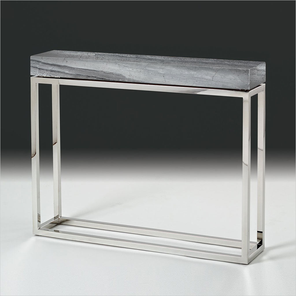console table with marble top and metal base