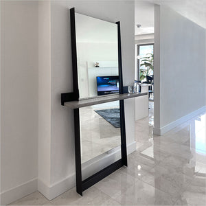 leaning floor mirror with shelf