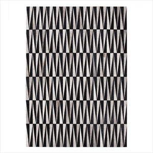 black and white leather rug