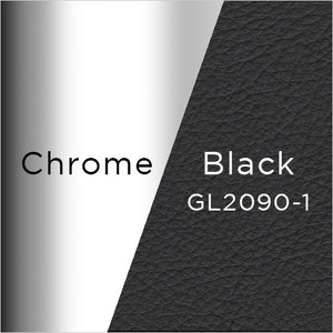 chrome metal and black leather swatch