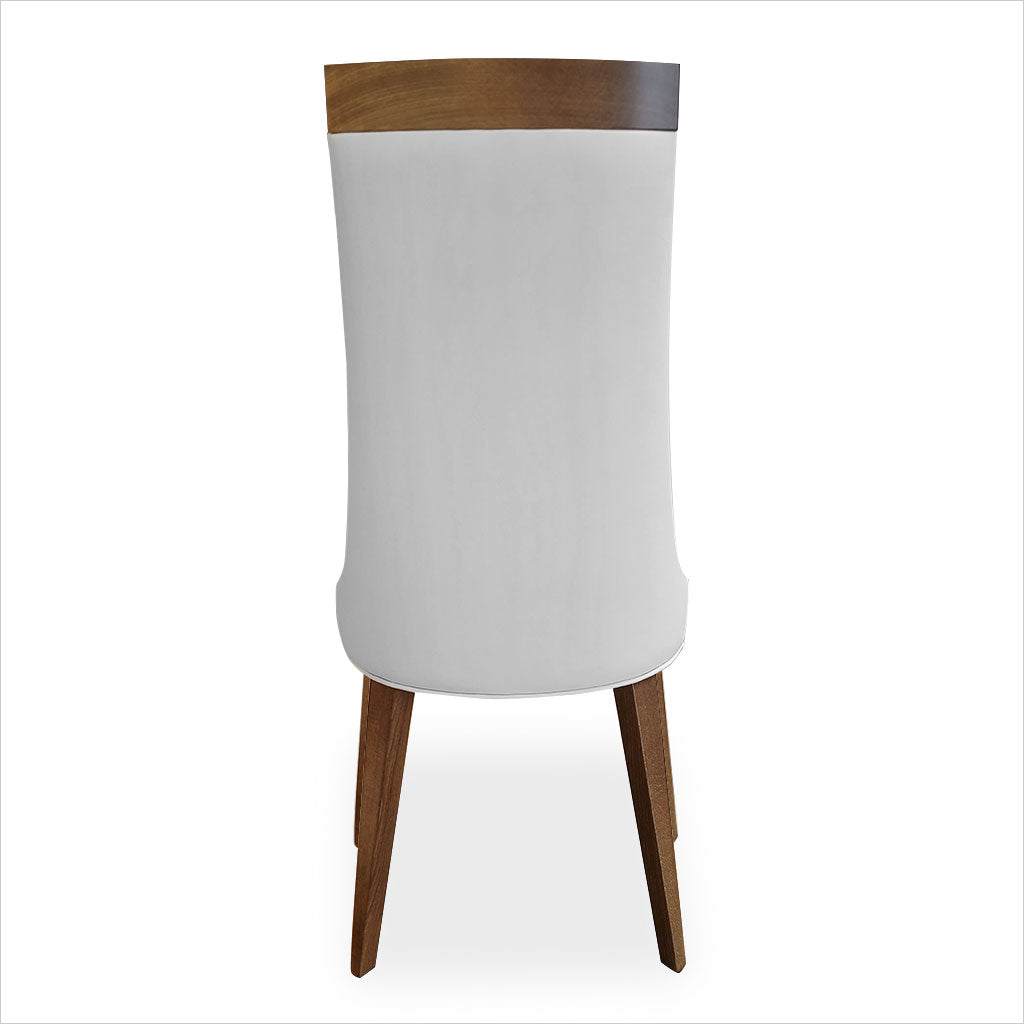 Scanone Dining Chair - White Eco-pele and Walnut