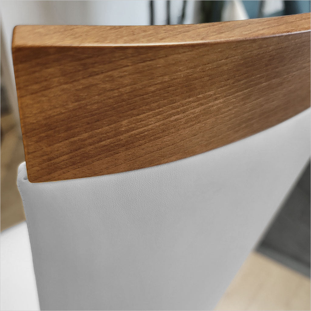 Scanone Dining Chair - White Eco-pele and Walnut