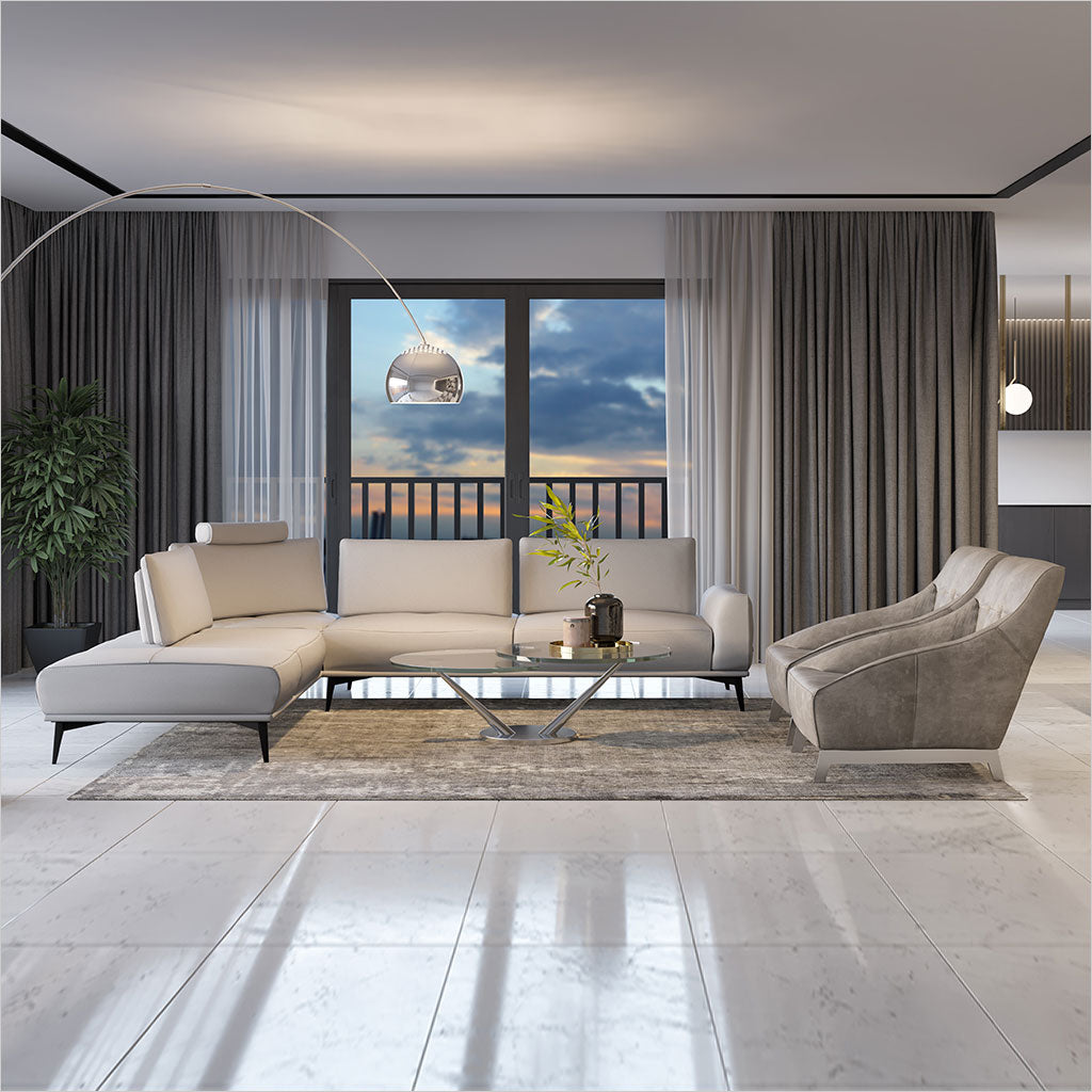 coffee table with 2 round, synchronized swivel glass tops