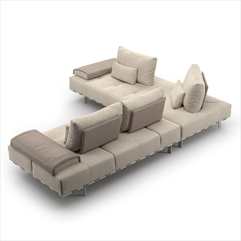 Libero Sectional - Fabric and Leather Combo